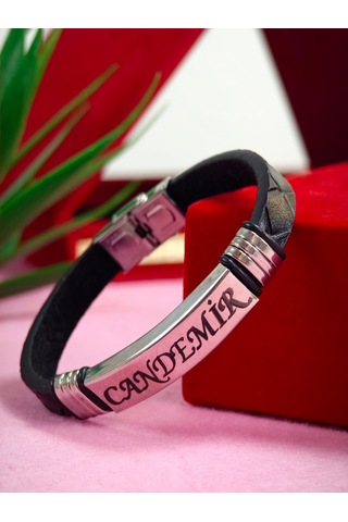 Çelik Derili Bileklik Kişiye Özel İsimli Paslanmaz Derili Çelik İsimli Bileklik 316 L Çelik Burma