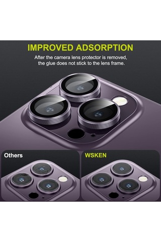Neevoyu İphone 14 Pro/promax İçin Safir Kamera Lens Koruyucu - Kartal Gözü Tasarımı, Mor Konumlandırıcı Yardımı İle Kir Ve Çizikten Koruma Gümüş