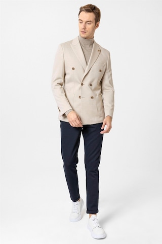 Süvari Bej Slim Fit Düz Sivri Yaka 6 Drop Ceket