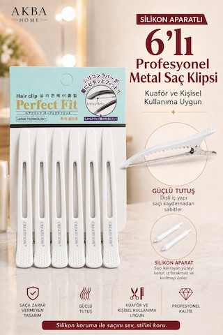 6 Lı Profesyonel Metal Saç Klipsi Seti Silikon Aparatlı Saç Ayırma Ve Şekillendirme Kuaför Klipsi Beyaz 6 Lı Profesyonel Metal Saç Klipsi Seti Silikon Aparatlı Saç Ayırma Ve Şekillendirme Kuaför Klipsi Beyaz
