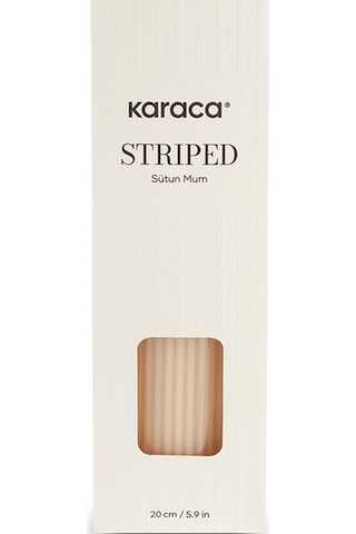 Karaca Striped Tırtıklı Sütun Mum 20 cm Bej