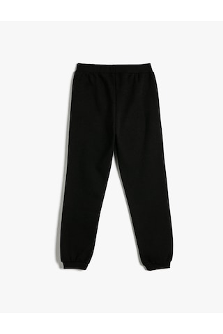 Koton Jogger Eşofman Altı Beli Bağlamalı Sim Baskı Detaylı Siyah 4skg40031ak Siyah