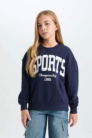 DeFacto Kız Çocuk Relax Fit Bisiklet Yaka Baskılı Sweatshirt D6626A824AUNV251 Lacivert