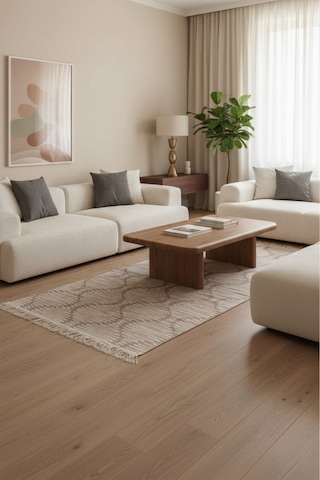 Minimal Bej Modern Desen Çift Taraflı Makinede Yıkanabilir Ev İçi & Dış Mekan Uyumlu Kilim Renkli
