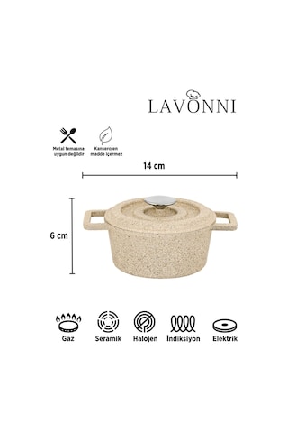 Smart Baby Series 5 Parça Mini Döküm Tencere Seti Cappucıno 14 Cm Fırın&Ocak Uyumlu