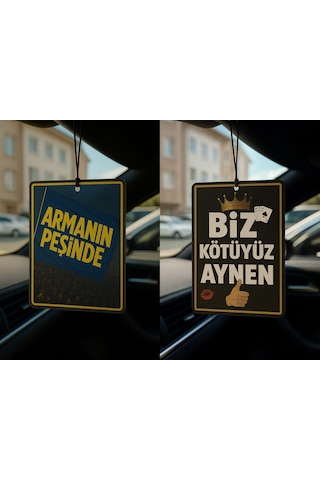 Sarı Lacivert Armanın Peşinde Ve Biz Kötüyüz Aynen - İkili Oto Kokusu - Dekoratif Araç Kokusu Ve Aksesuarı