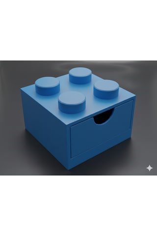 Lego Tasarımlı Mini Çekmece 2x2 Masaüstü Düzenleyici Dekoratif Saklama Kutusu Mavi