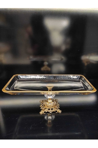 Cemile Gold Ayaklı Baton Pastalık Kek Servis 30x15x12cm Altın