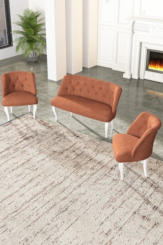 Vinda Çay Seti Koltuk Takımı Salon Balkon Takımı - 2+1+1 Hardal Vinda Çay Seti Koltuk Takımı Salon Balkon Takımı - 2+1+1 Hardal
