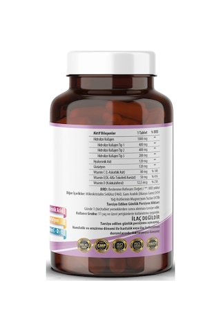 Collagen Kolajen 1000 Mg 90 Tablet Tip 1 - 2 - 3 Glutatyon Vitamin C - E
