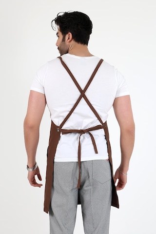 Barista Askılı Önlük Kanguru Cepli - Kahve-12779 Kahve