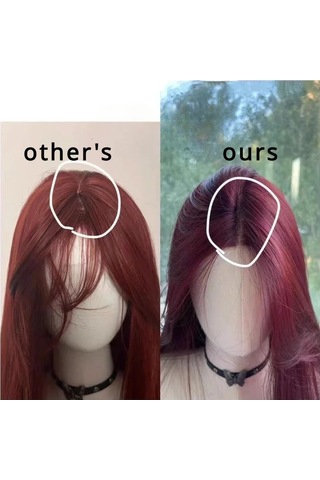 Kırmızı Peruk Uzun Düz Dantel Ön Peruk Kadın İçin Doğa Sentetik Diğer