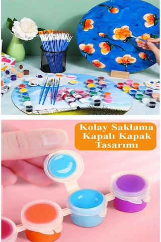 Guaj Boya 3 Ml 6 Renk Resim Fırçası Ve Paleti 10 Paket Mini Küçük Guaj Boya Etkinlik Boyama Boyası Su Bazlı Resim Okul
