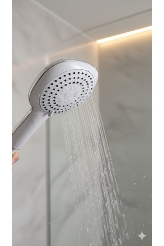 Duş Başlığı Fiskiyesi Telefonu Yuvarlak - Beyaz Başlık - Birden Fazla Fonksiyon Modu Beyaz