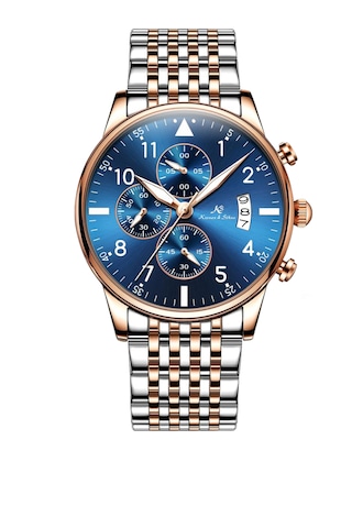 Kronen&söhne Blauform Mavi Kadran Rose Gold Çelik Erkek Kol Saati Gümüş - Rose Gold - Mavi