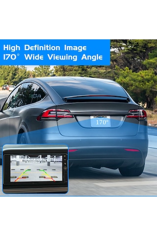 Folinda Araba Geri Görüş Kamerası, 7 Led Işıklı Ir Gece Görüşü, 170 Geniş Açı, Su Geçirmez, Plaka Çerçevesi Tipi