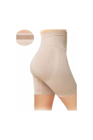 Kadın Dikişsiz Yüksek Bel Paçalı Korse Ten