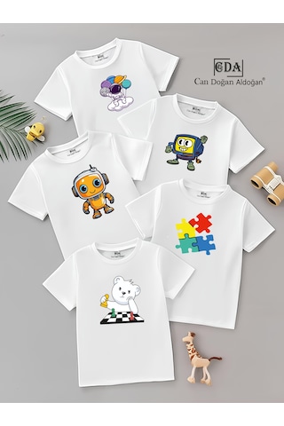 Cda Bilim 5li Çocuk Tshirt Beyaz