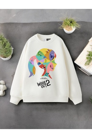 Ters Yüz Çocuk Sweatshirt Beyaz