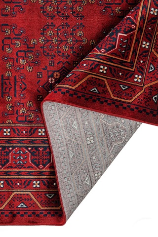 Miras Nostaljik Bordo Desenli Halı - Otantik Görünümlü Dekoratif Salon Ve Antre Halısı Kırmızı