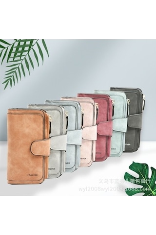 Kadın Bozuk Para Bölmeli Pu Deri Uzun Cüzdan Kahverengi B821 Kahverengi Kahverengi