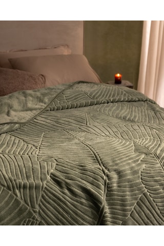 Madame Coco Camille King Size Vizon Emboss Battaniye - Haki 8684427354339 Çok Renkli