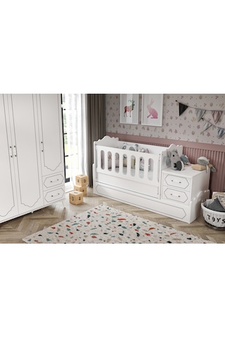 Hayal Modern Bebek Odası Takımı Beyaz - 3 Parçalı Tamamı 1. Kalit Beyaz