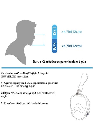 Şnorkel Dalış Maskesi Kamera Montajlı, Buğu Önleyici Mavi L-xl