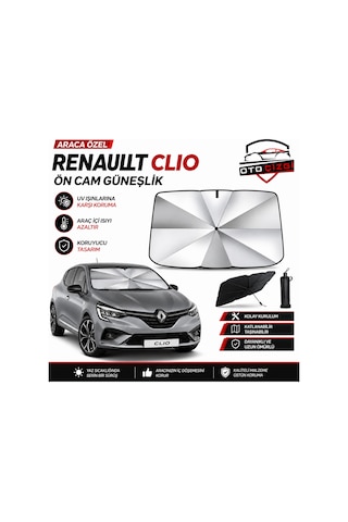 Renault Clio Şemsiye Tip Ön Cam Güneşliği Katlanabilir Uv Korumalı Araç Cam Güneşlik