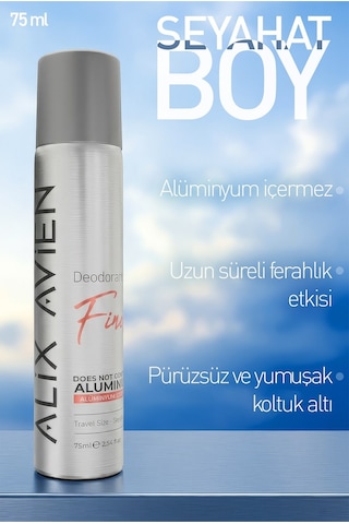 Alüminyumsuz Seyahat Boy Kadın Deodorant Sprey 75 Ml - Finesse