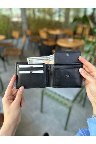 Mft Leather Hakiki Deri Erkek Cüzdan Fermuarlı, Bozuk Paralı, İsim Yazılı Tokyo 2404 - Napa Siyah Napa Siyah