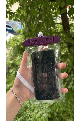 Yüksek Kaliteli Tüm Telefonlara Uyumlu Yağmur Su Geçirmez Waterproof Deniz Havuz Altı Telefon Kılıfı Mor