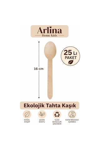 16 Cm Ekolojik Tahta Kaşık 25 Li Ahşap