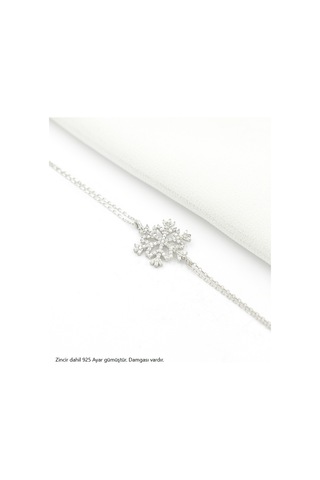Diamond Seri Zirkon Taşlı Kar Tanesi Snowflake Gümüş Bileklik Gümüş
