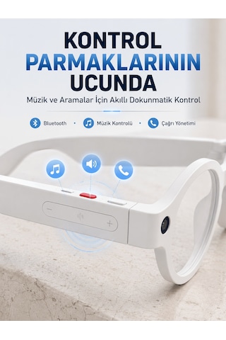 Beyaz Yapay Zeka Akıllı Gözlük Fotoğraf Video Ses Kayıtlı Çoklu D