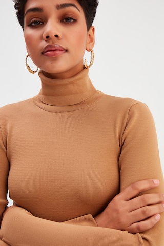 Sateen Tam Balıkçı Triko - Vizon-131526 Vizon