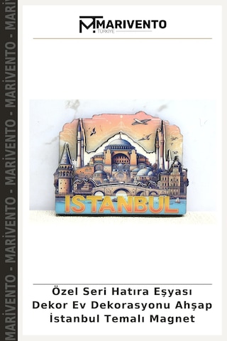 Özel Seri Hatıra Eşyası Dekor Ev Dekorasyonu Ahşap İstanbul Temalı Magnet Çok Renkli