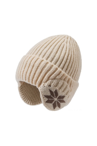 Dofolink Kışlık Bisiklet Sürücüleri İçin Yumuşak Tüy Doldurmalı Kulaklı Islaklık Sağlayan Bej Triko Şapka Bej