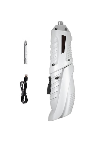 Maiyame 3.6v Usb Şarjlı Elektrikli Tornavida Seti - Çift Mod Düz/sünger , Led Işık, 3.5nm Tork, Çok Amaçlı Tamir Aleti Beyaz