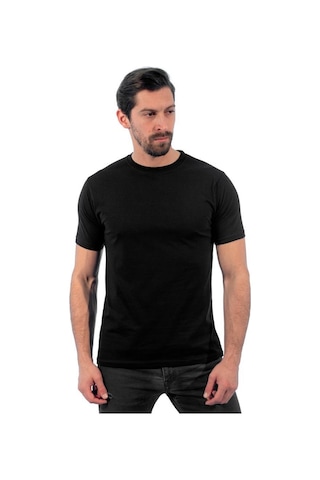 Sıfır Yaka Tişört, Siyah -112E450- Bisiklet Yaka Tshirt, T-Shirt