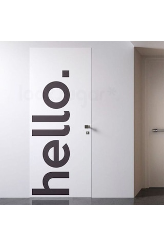 Hello Yazılı Dekoratif Duvar Kapı Sticker 150x45 Cm Siyah