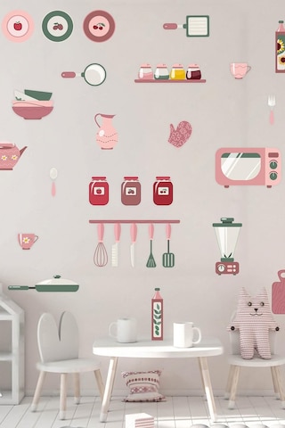 MSticker Mutfak Eşyaları Kız Çocuk Odası Mutfak Temalı Sticker Seti, Eğitici Ve Öğretici Sevimli Stickerlar