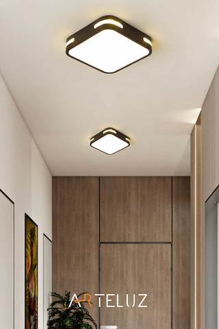 Kare Model Modern Plafonyer Avize 30x30 Cm Siyah