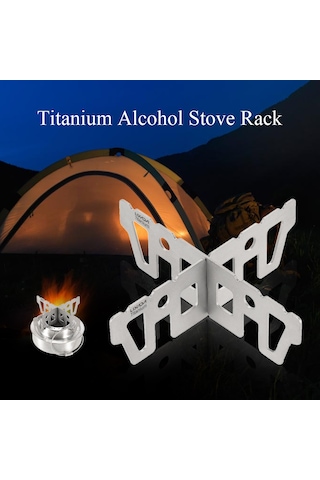 Ximistore9 Titanyum Çapraz Stand, Çok Yakıtlı Ahşap, Katı Yakıt, Alkol , Hafif Kamp Mangal Aksesuarı Gümüş
