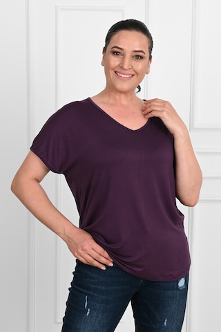 Kadın V Yaka Büyük Beden T-shirt 1486-23 001