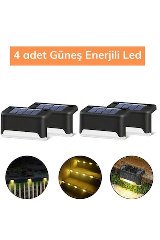 Qasul 4 Adet L Solar Led Güneş Enerjili Su Geçirmez Köşebent Led