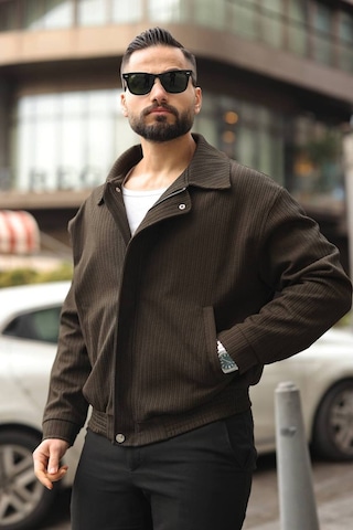 Yeni Sezon Dokulu Oversize Bol Kalıp Bomber Ceket Haki