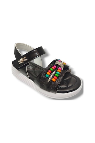 Butiqe 1809-25 Boncuk Taşli Anatomik Kız Çocuk Sandalet 26-30 Siyah