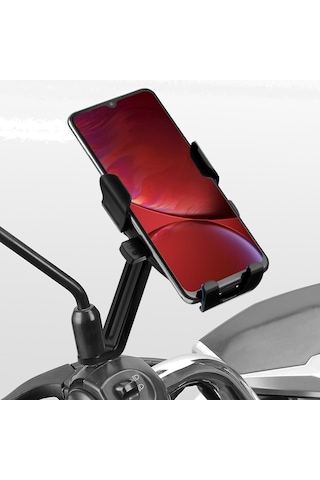 Bisiklet Ve Motosiklet İçin Dikiz Aynası Cep Telefonu Tutucusu Siyah