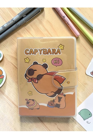 Capybara A7 Not Defteri , Çıt Çıtlı Cep Defteri - Süper Capybara Sarı